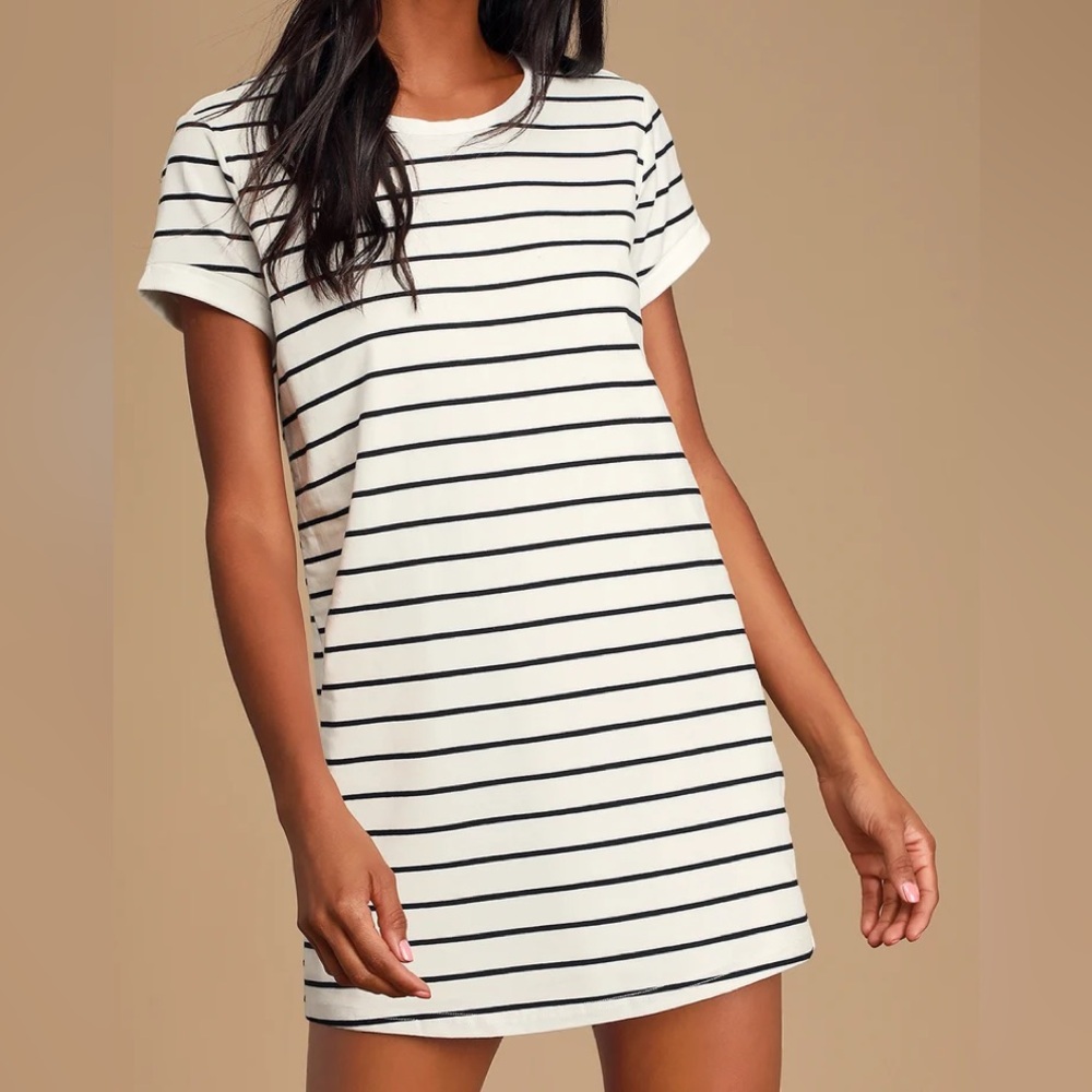 Lulus Cafe Society XS black and white striped dress